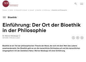 Cover: Einführung: Der Ort der Bioethik in der Philosophie | bpb.de