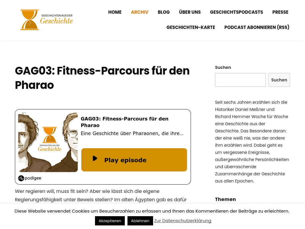 Cover: GAG03: Fitness-Parcours für den Pharao - Geschichten aus der Geschichte