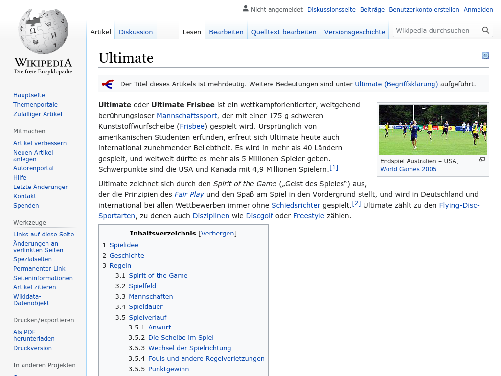 Cover: Ultimate Frisbee - wikipedia.org
