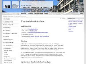 Cover: Hörtest mit dem Smartphone - Lehrstuhl für Didaktik der Physik - LMU München