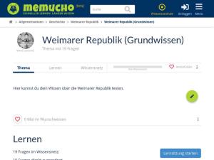 Cover: Weimarer Republik (Grundwissen) - memucho