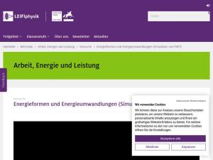 Cover: Energieformen und Energieumwandlungen (Simulation von PhET)