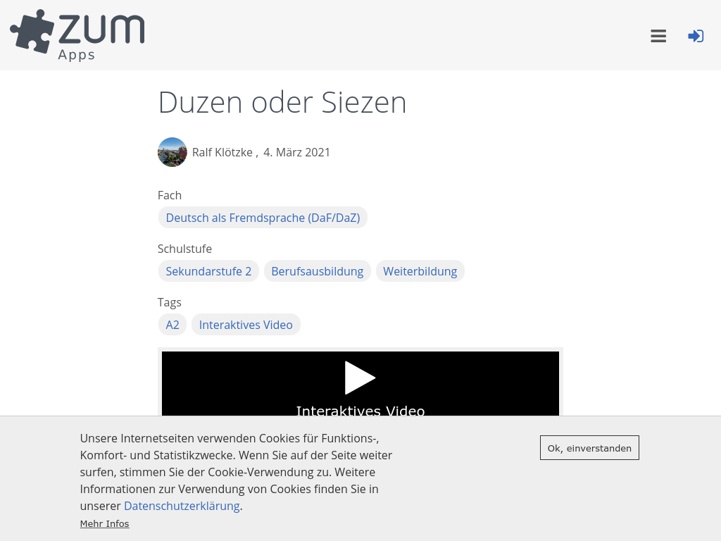 Cover: Duzen oder Siezen | ZUM-Apps