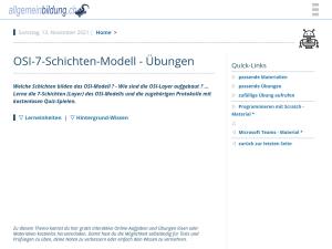 Cover: OSI-7-Schichten-Modell - Übungen * | 8500 kostenlose Lernhilfen | allgemeinbildung.ch