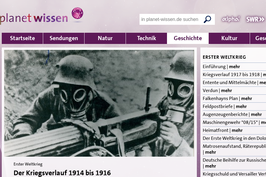 Cover: Der Kriegsverlauf 1914 bis 1916 - Planet Wissen