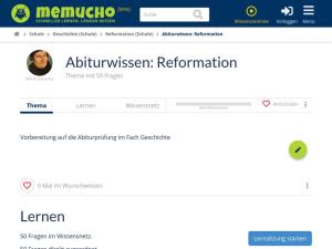 Cover: Abiturwissen: ein Lernset zur Reformation | Memucho