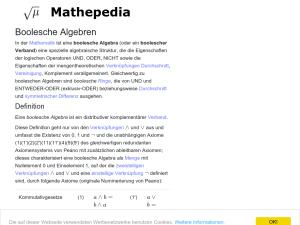 Cover: Boolesche Algebren  - Mathepedia