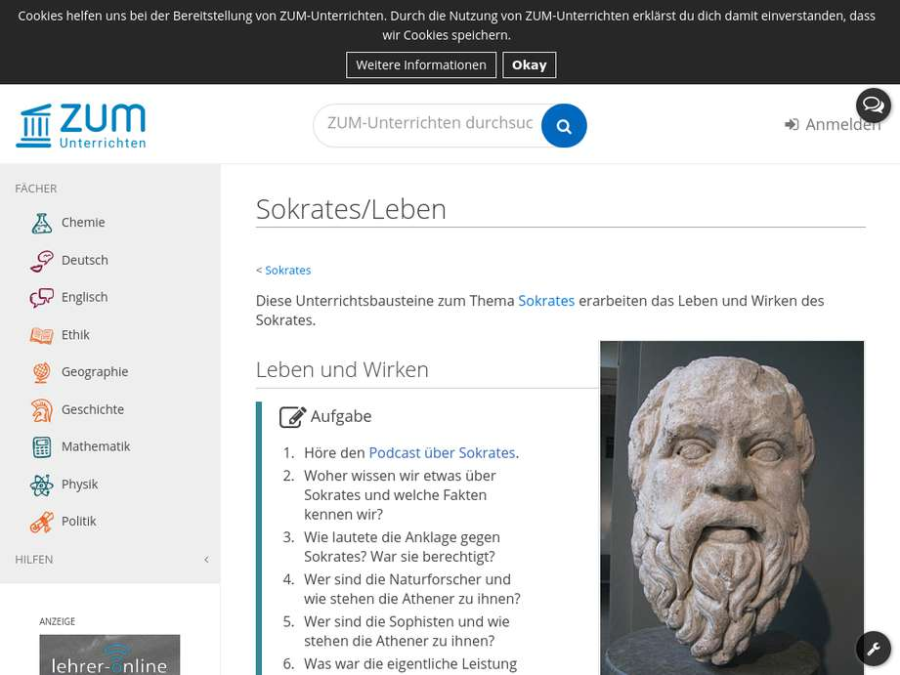 Cover: Sokrates / Leben - ZUM-Unterrichten