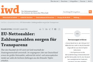 Cover: EU-Nettozahler: Zahlungssalden sorgen für Transparenz - iwd.de