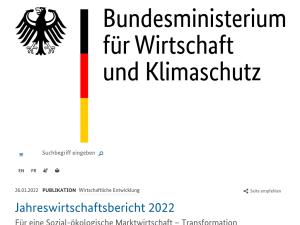 Cover: BMWK  -  

		
	Jahreswirtschaftsbericht 2022