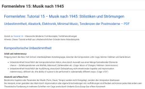 Cover: Formenlehre: Tutorial 15 – Musik nach 1945: Stilistiken und Strömungen