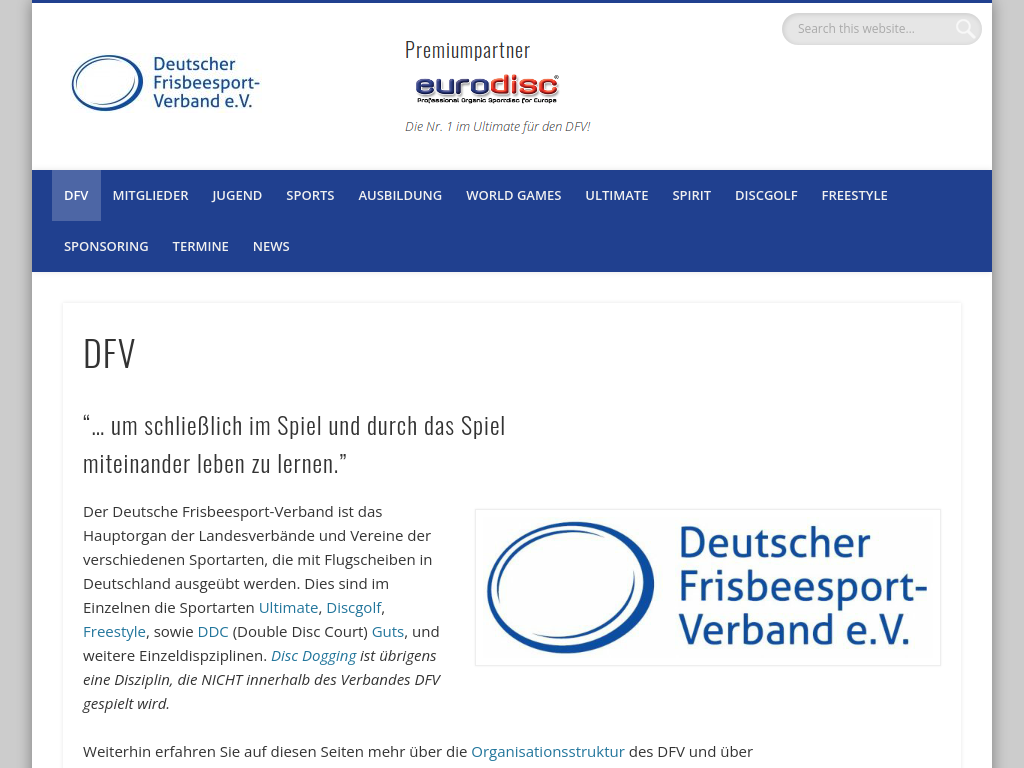 Cover: DFV – Deutscher Frisbeesport-Verband
