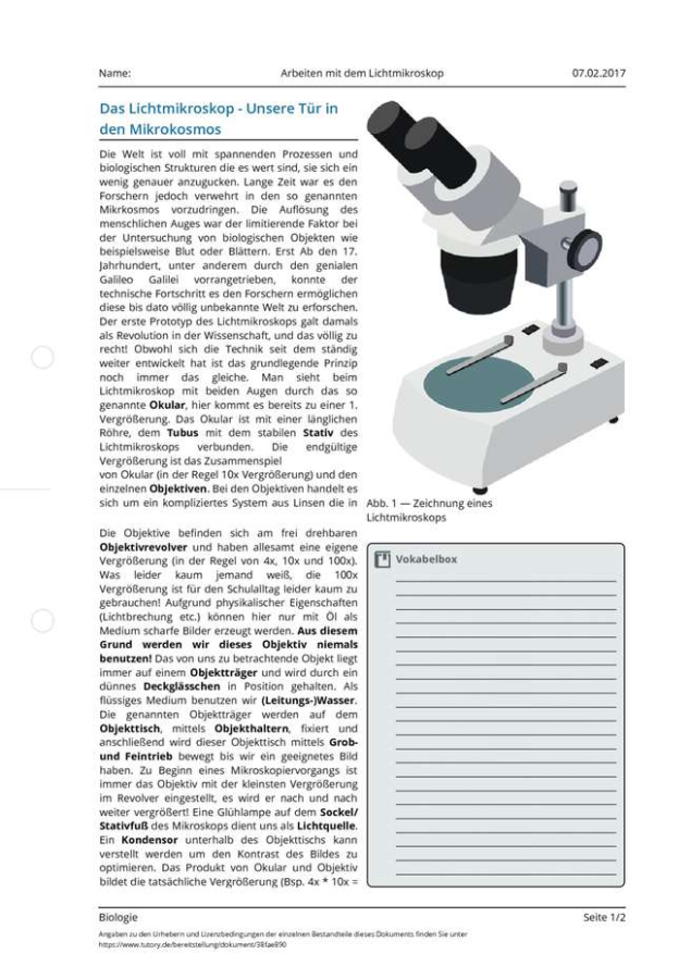 Cover: Arbeiten mit dem Lichtmikroskop