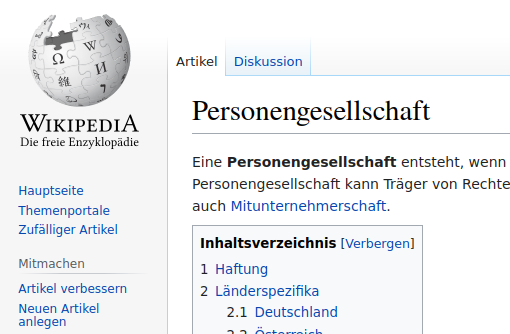 Cover: Personengesellschaft - wikipedia.org