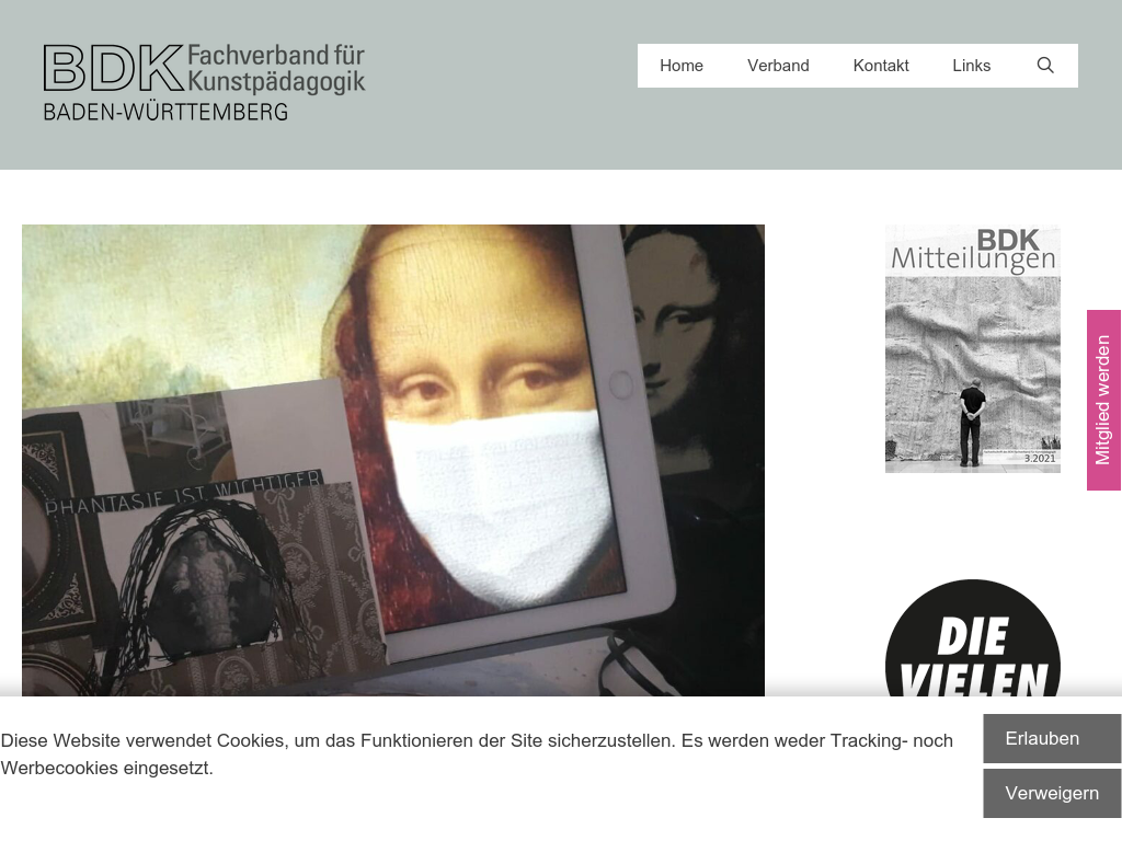 Cover: Anregungen für den Kunstunterricht in Coronazeiten | BDK Baden-Württemberg | Fachverband für Kunstpädagogik