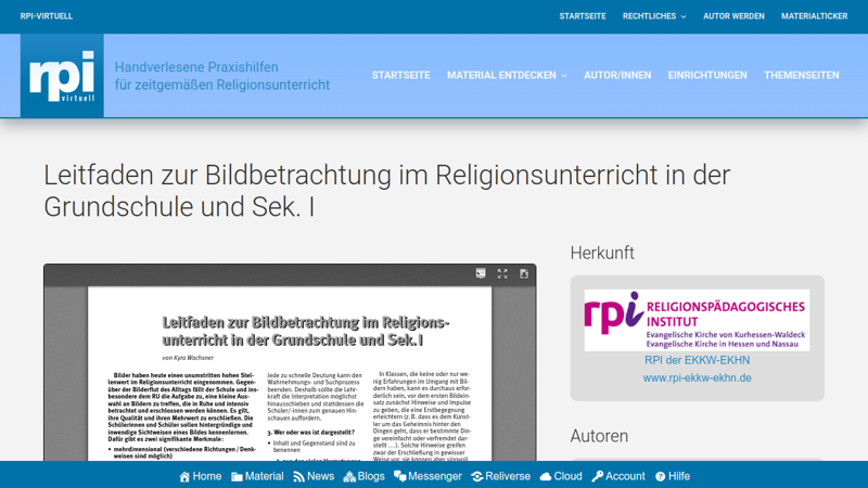 Cover: Leitfaden zur Bildbetrachtung im Religionsunterricht in der Grundschule und Sek. I