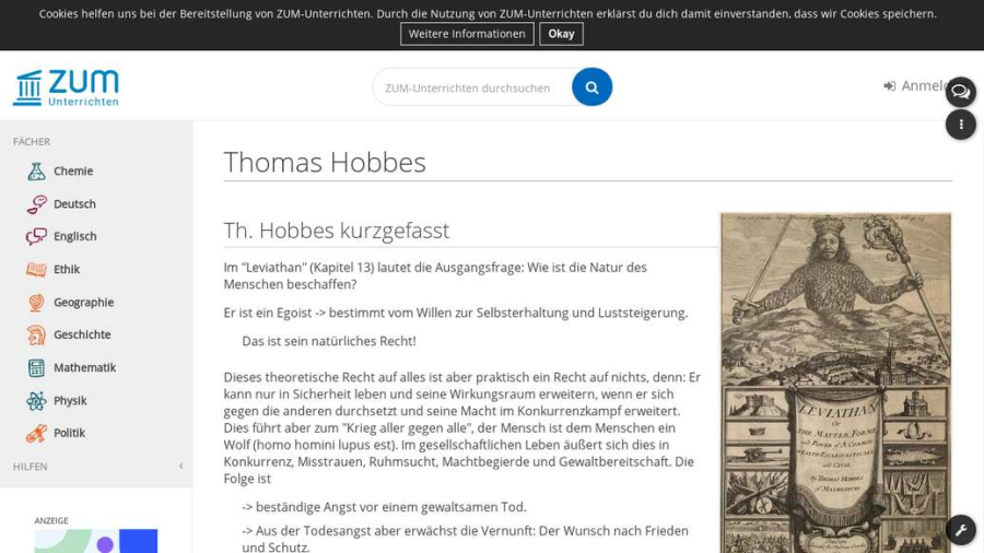 Cover: Thomas Hobbes - ZUM-Unterrichten