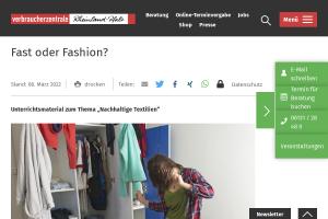 Cover: Fast oder Fashion? | Verbraucherzentrale Rheinland-Pfalz