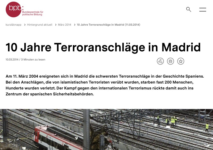 Cover: 10 Jahre Terroranschläge in Madrid
