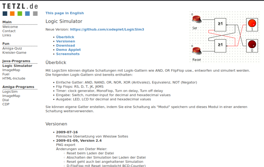 Cover: Logic Simulator auf der Homepage von Andreas Tetzl