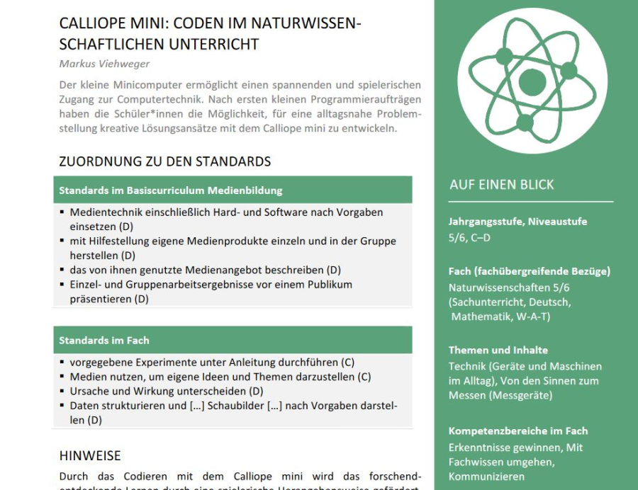 Cover: Calliope Mini: Coden im Naturwissenschaftlichen Unterricht