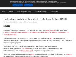 Cover: Gedichtinterpretation: Paul Zech – Fabrikstraße tags (1911) | herrlarbig.de