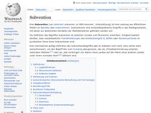 Cover: Subvention - wikipedia.org