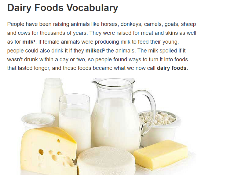 Cover: Dairy Foods Vocabulary | EnglishClub