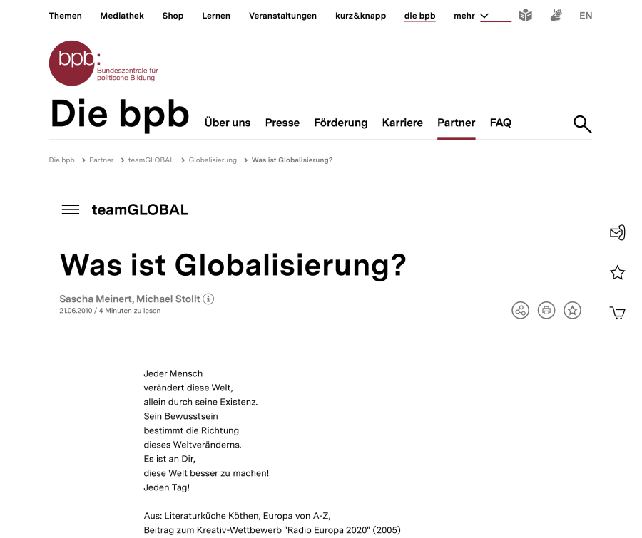 Cover: Was ist Globalisierung? | bpb.de