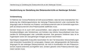 Cover: Hamburg - Handreichung zur Gestaltung des Distanzunterrichts an Hamburger Schulen
