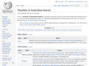 Cover: Timeline of Australian history