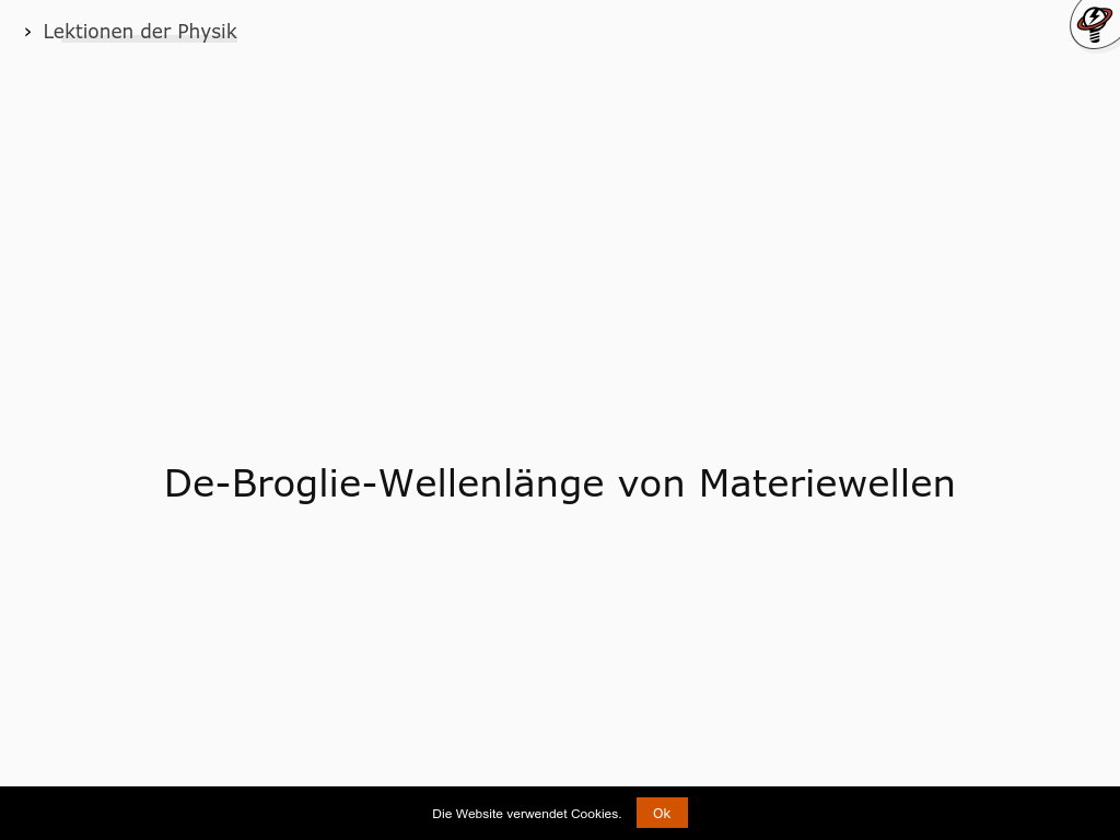 Cover: De-Broglie-Wellenlänge