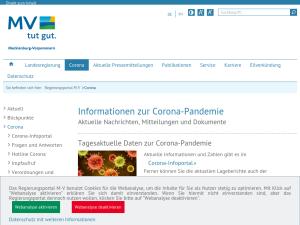 Cover: Mecklenburg Vorpommern - Informationen zum Coronavirus für Schulen