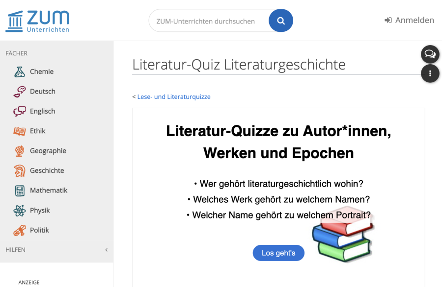 Cover: Lese- und Literaturquizze/Literatur-Quiz Literaturgeschichte
