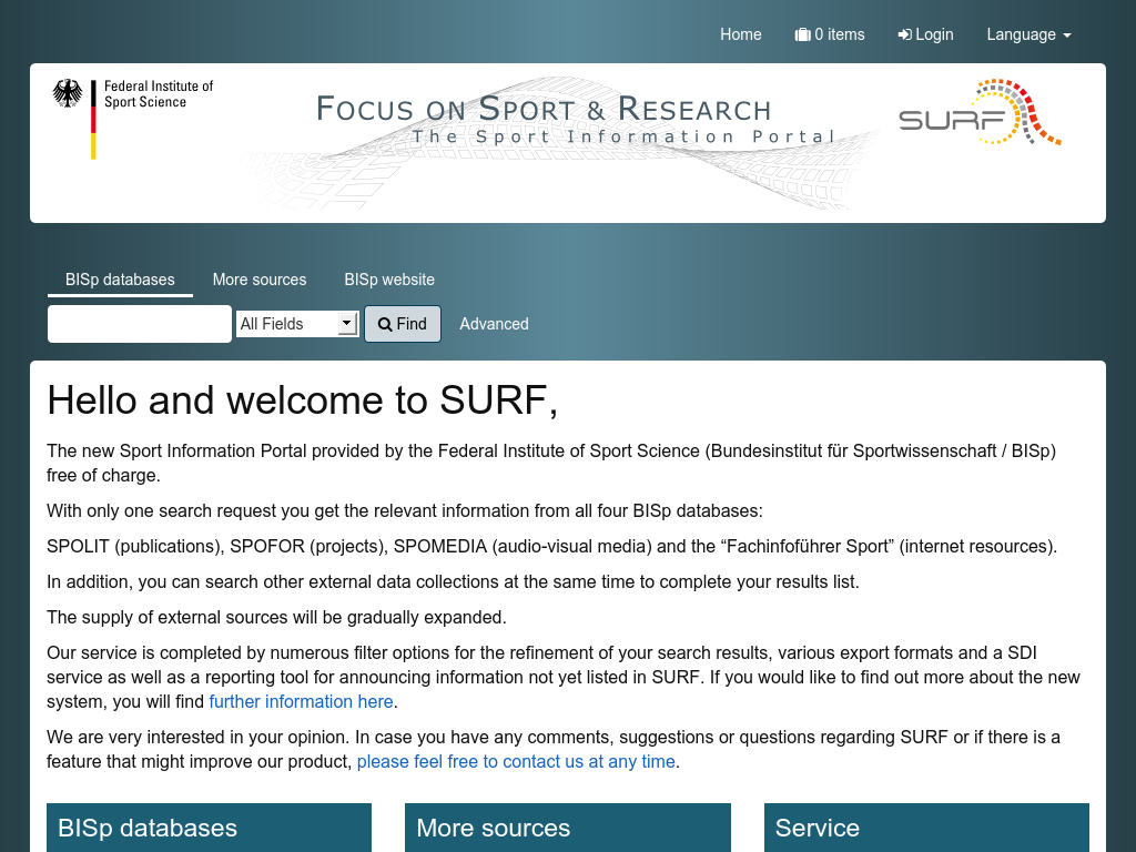 Cover: Sport und Recherche im Fokus (SURF) - Das Sportinformationsportal 