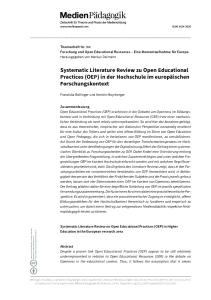 Cover: Systematic Literature Review zu Open Educational Practices (OEP) in der Hochschule im europäischen Forschungskontext