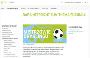 Cover: DaF-Unterricht zum Thema Fussball | Goethe-Institut, Polen
