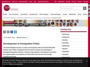 Cover: Development of Immigration Policy  (UK)