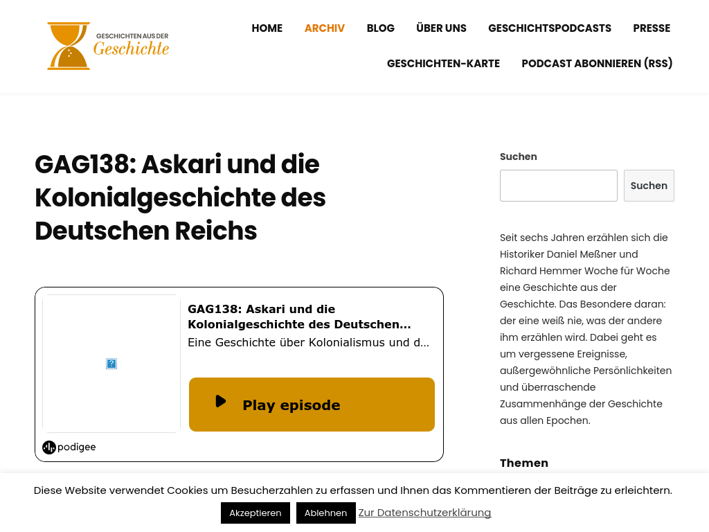 Cover: GAG138: Askari und die Kolonialgeschichte des Deutschen Reichs - Geschichten aus der Geschichte