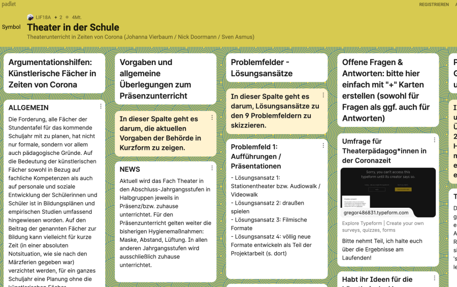 Cover: Theater in der Schule | Padlet
