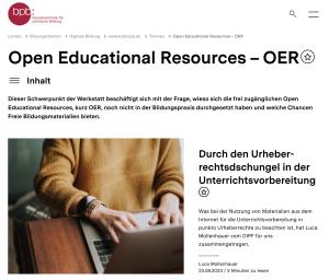 Cover: Open Educational Resources – OER