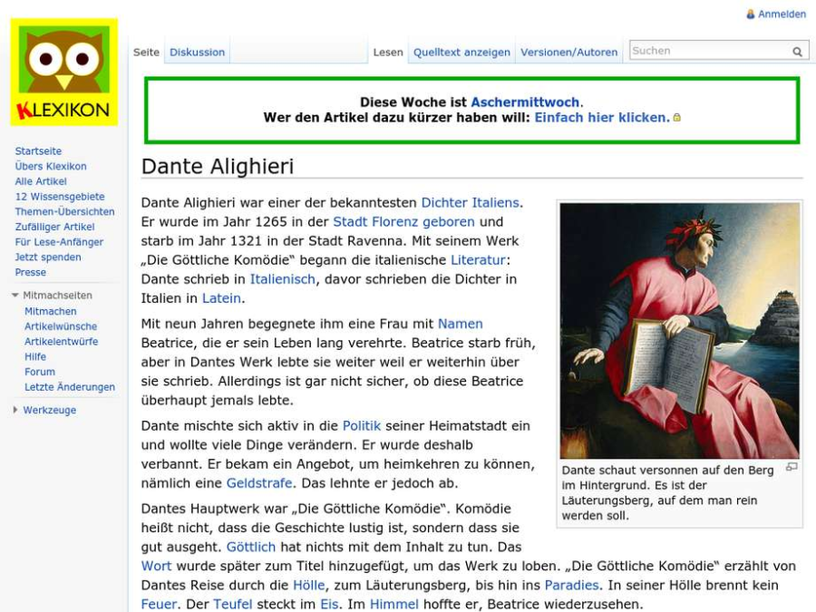 Cover: Dante Alighieri - Klexikon