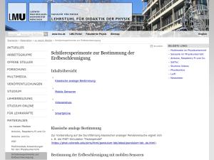 Cover: Schülerexperimente zur Bestimmung der Erdbeschleunigung - Lehrstuhl für Didaktik der Physik - LMU München