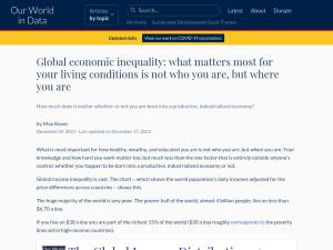 Cover: Global economic inequality: what matters most for your living conditions is not who you are, but where you are - Our World in Data