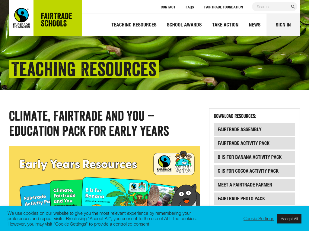 Cover: Climate, Fairtrade and You - Education Pack for Early Years 