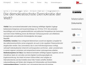 Cover: Die Anfänge der Weimarer Republik – Die demokratischste Demokratie der Welt? 