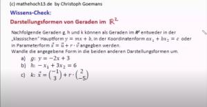 Cover: Geraden im R2: Darstellungsformen umwandeln: Hauptform, Koordinatenform, Parameterform - YouTube