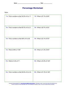 Cover: Percentage Worksheet with Solutions 2