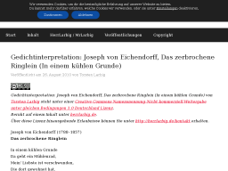 Cover: Gedichtinterpretation: Joseph von Eichendorff, Das zerbrochene Ringlein (In einem kühlen Grunde) | herrlarbig.de