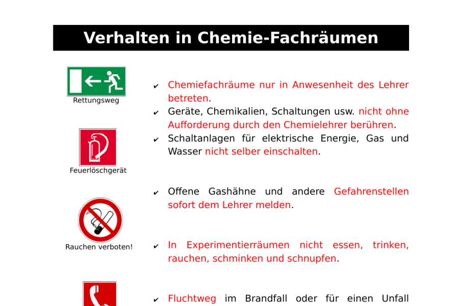 Cover: Informationsblatt Verhalten in Chemie-Fachräumen